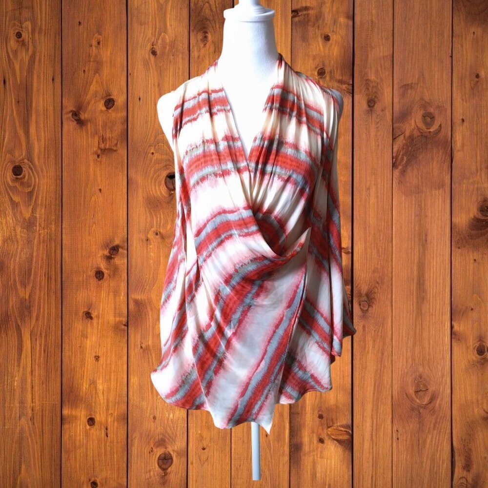 Free People Size Small Sleeveless Faux Wrap Striped Oversized Pullover Top